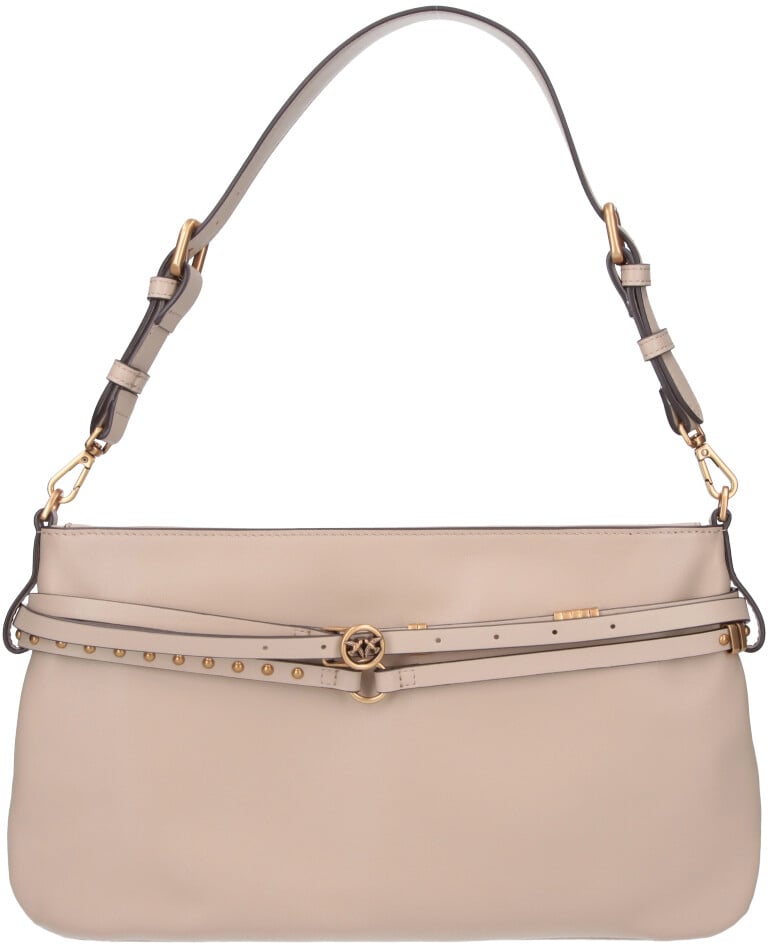 Pinko Beige Medium Belt Shoulder Bag Neutraal