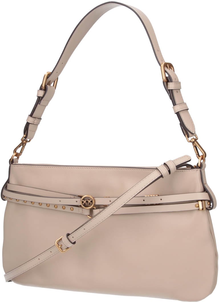 Pinko Beige Medium Belt Shoulder Bag Neutraal