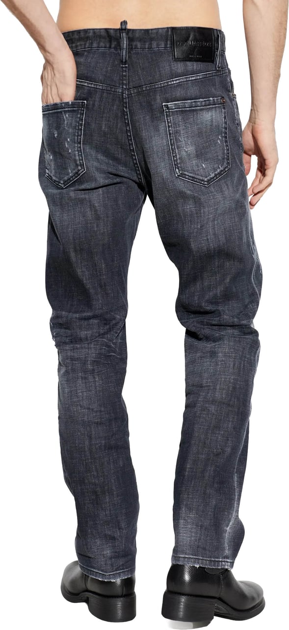Dsquared2 Relaxed Fit Faded Black Denim Jeans Grijs