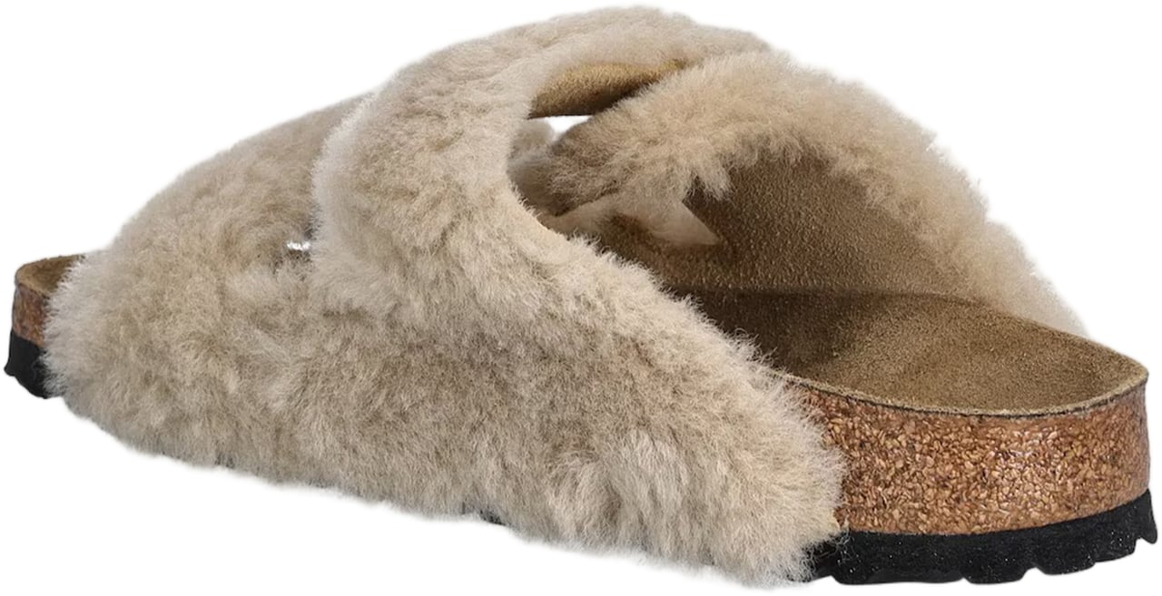 Birkenstock Slip-On Shearling Sandals with Contoured Cork Footbed Neutraal