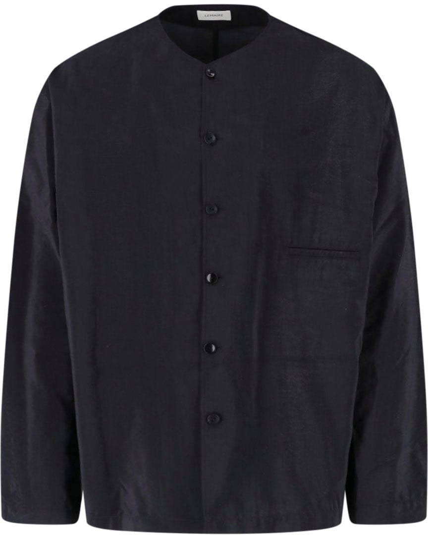 Lemaire Black Silk Blend Round Neck Shirt Zwart