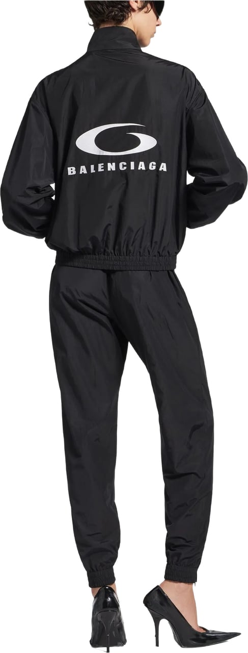 Balenciaga Black Tracksuit Cropped Boxy Jacket Zwart