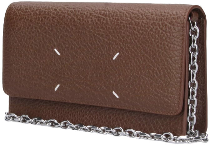 Maison Margiela Brown Four Stitches Chain Strap Wallet Bruin