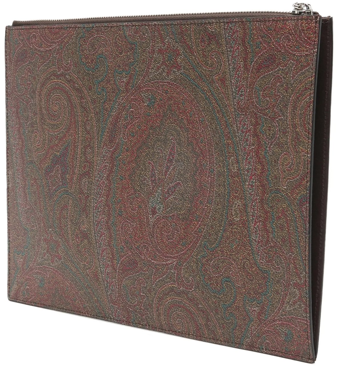 Etro Rectangular Brown Paisley Pattern Wristlet Pouch Grijs
