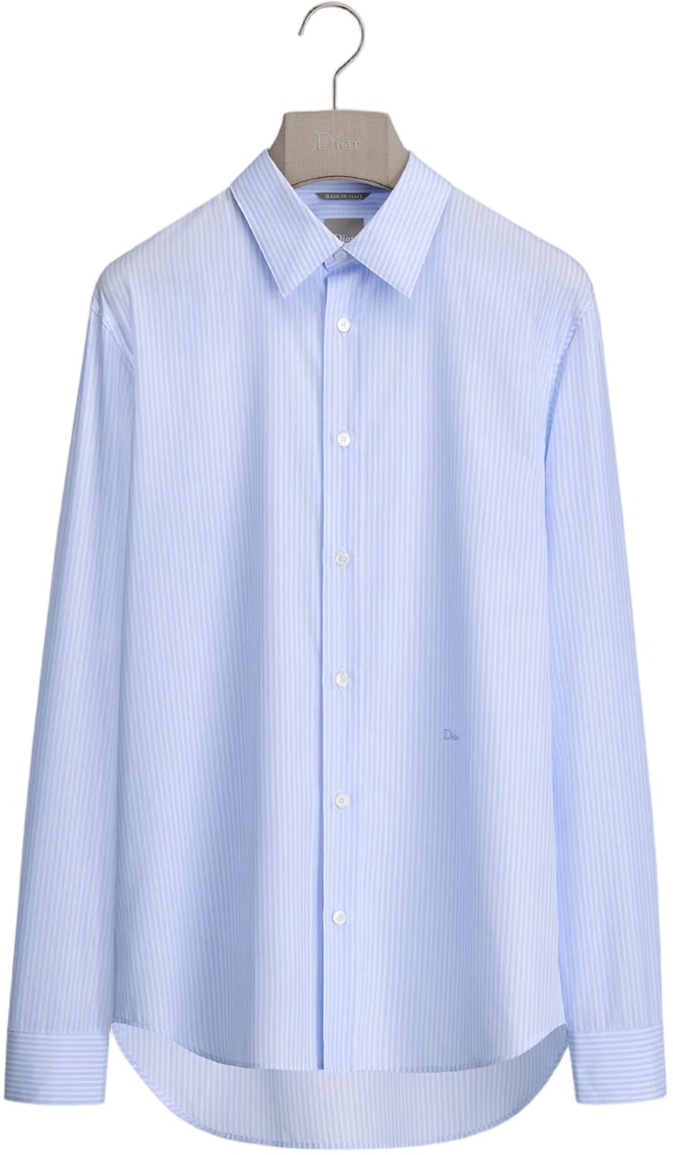 Dior Light Blue Striped Long-Sleeve Shirt Blauw
