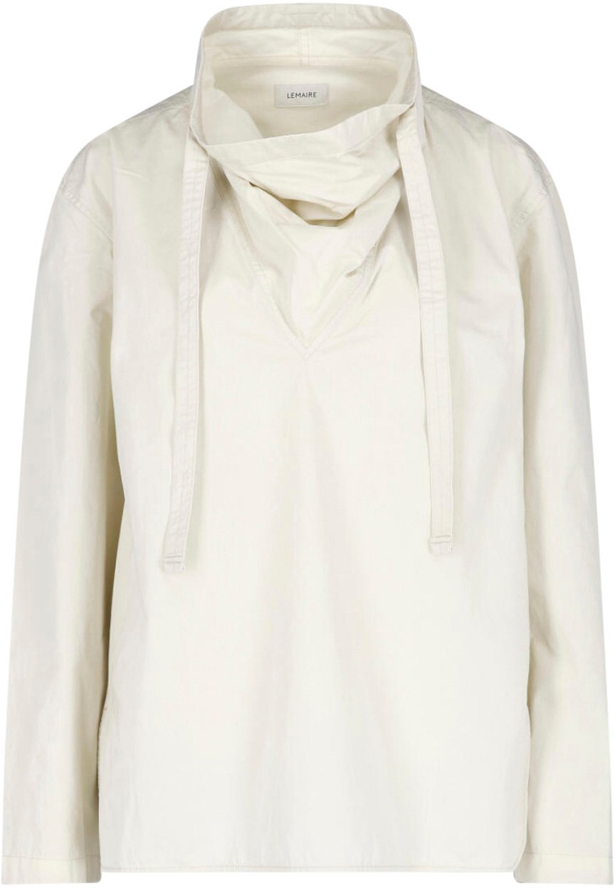 Lemaire White High Neck Extended Tie Top Wit