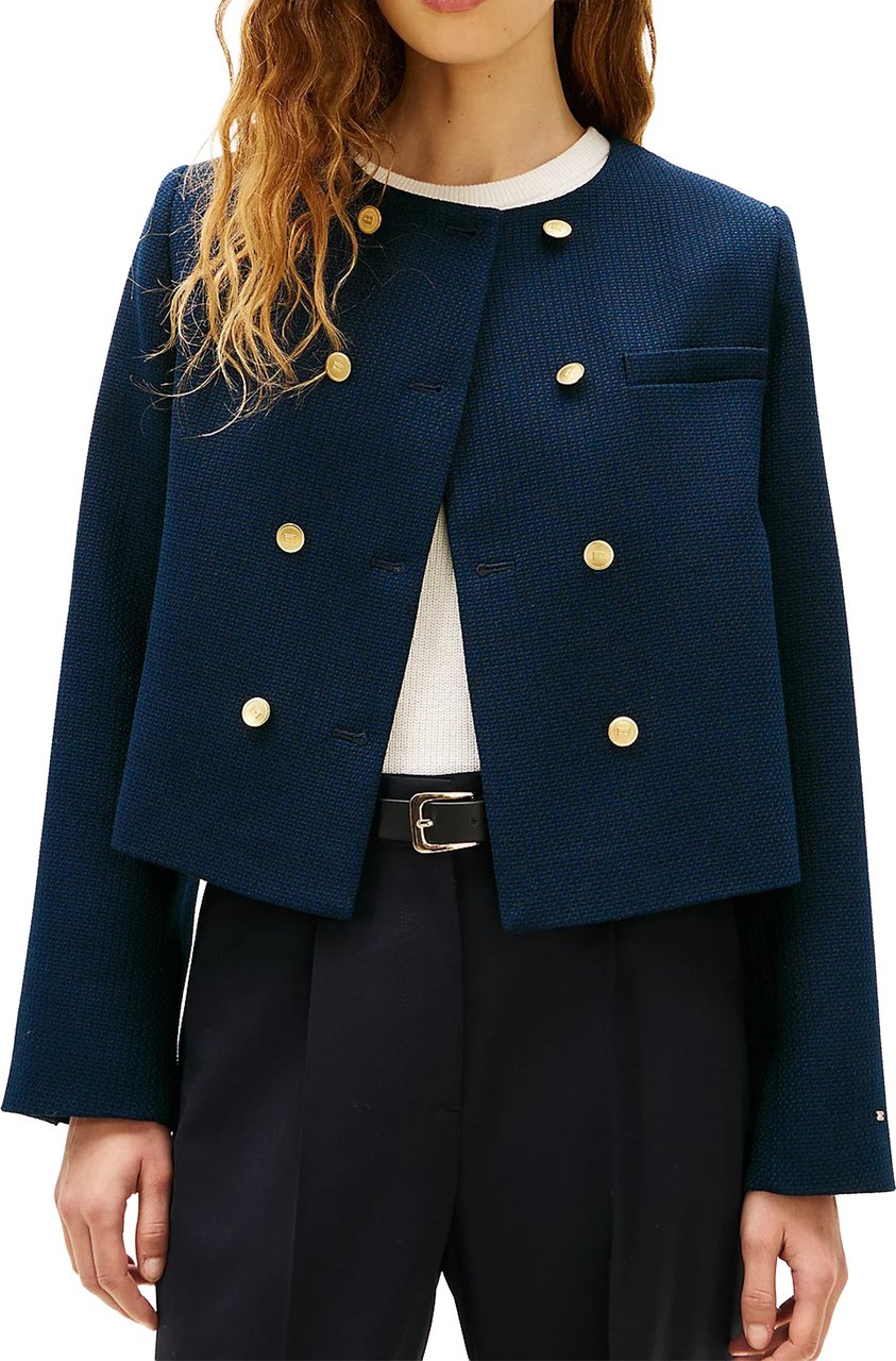 Tommy Hilfiger Tommy Hilfiger Cropped Textured Lady Jacket Zwart