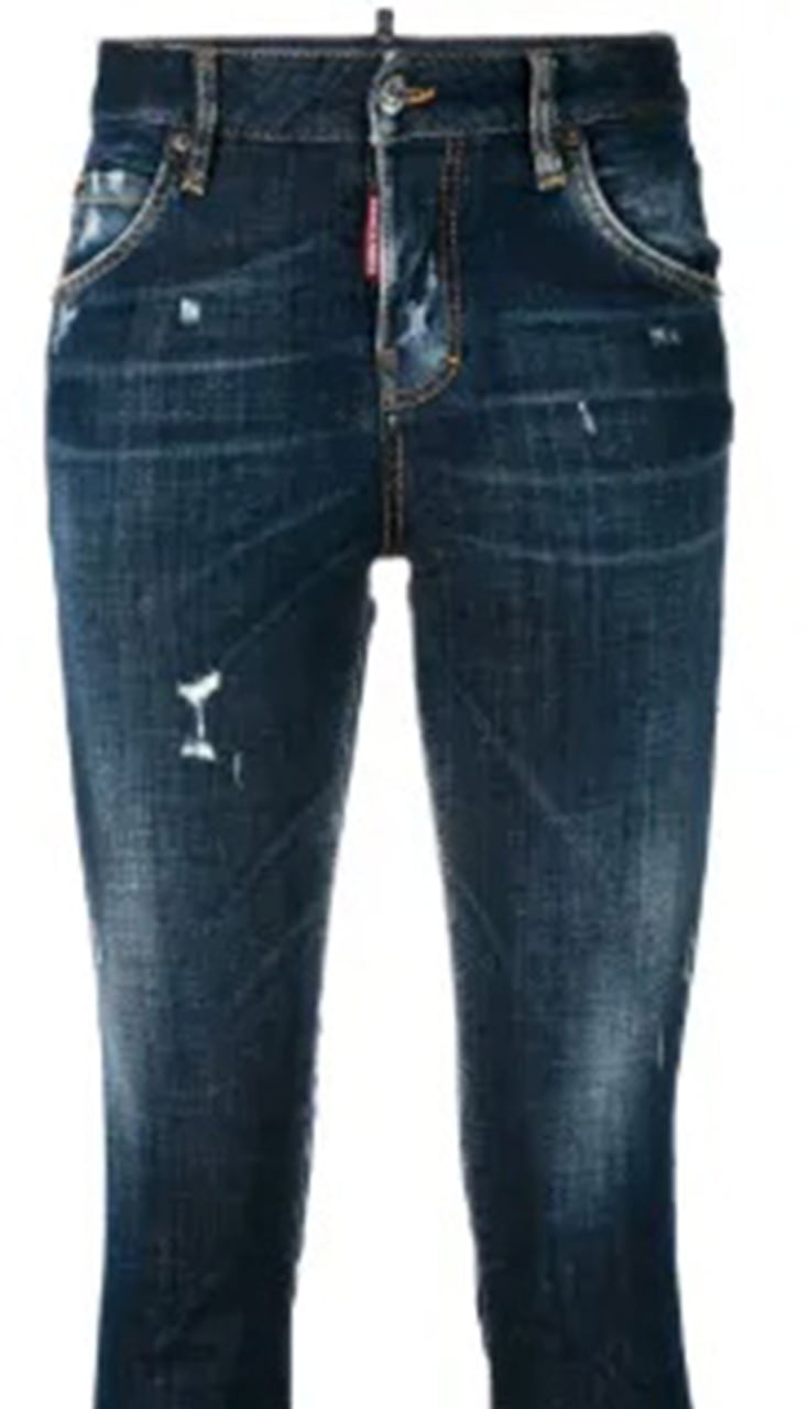 Dsquared2 Slim Fit Dark Blue Distressed Jeans Zwart