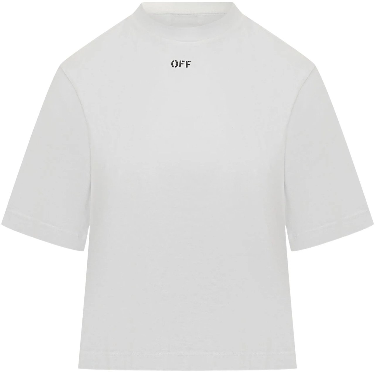 OFF-WHITE Cropped Floral Arrow Graphic Cotton T-Shirt Wit