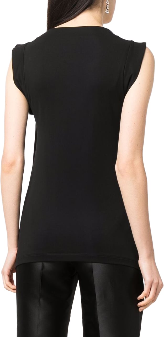 Alberta Ferretti Black Top Draped Viscose Top Zwart