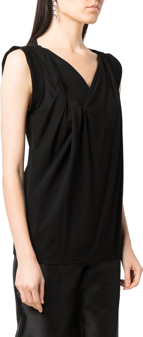 Alberta Ferretti Black Top Draped Viscose Top Zwart