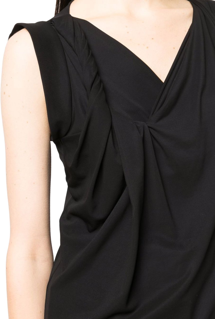 Alberta Ferretti Black Top Draped Viscose Top Zwart