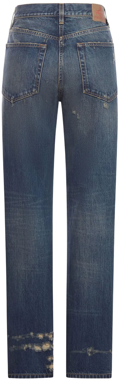 Prada Medium Blue Vintage-Wash Straight-Leg Jeans Grijs
