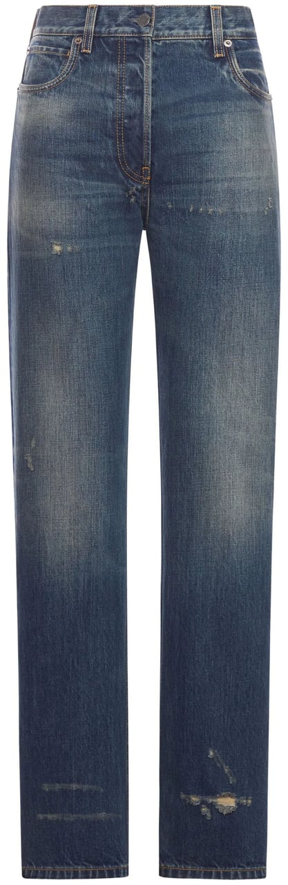 Prada Medium Blue Vintage-Wash Straight-Leg Jeans Grijs