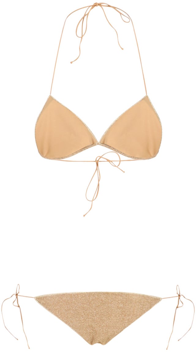 Oséree Metallic Gold Lumière Fabric Bikini Goud