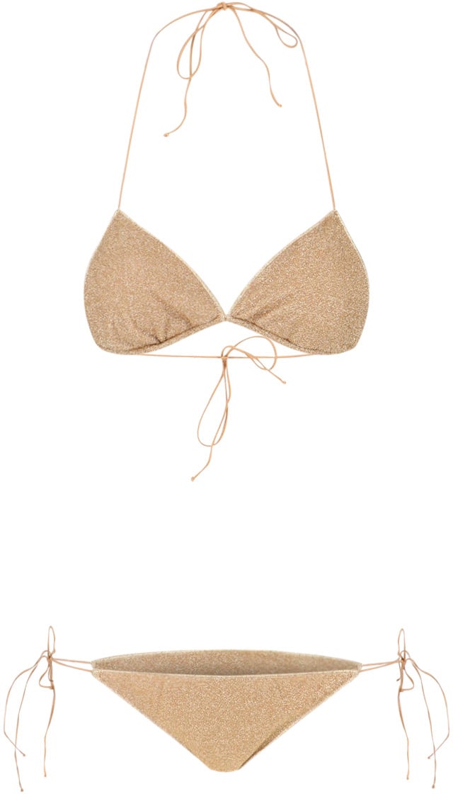 Oséree Metallic Gold Lumière Fabric Bikini Goud