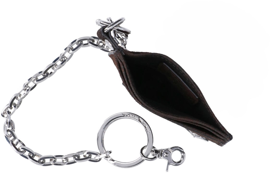 Vivienne Westwood Dark Brown Orb Lamb Leather Cardholder Bruin