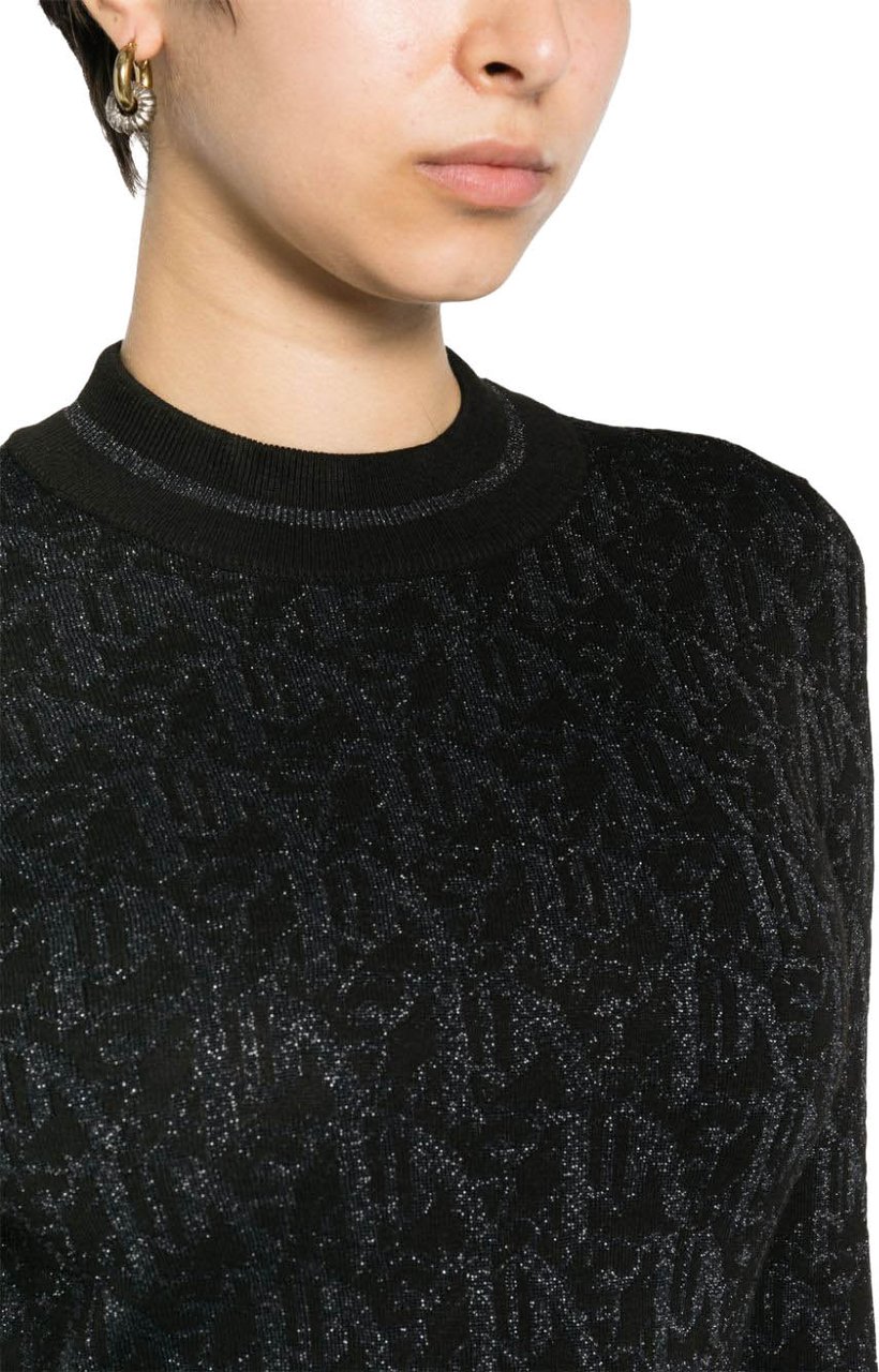 Palm Angels Monogram Jacquard Fitted Viscose Mini Dress Zwart