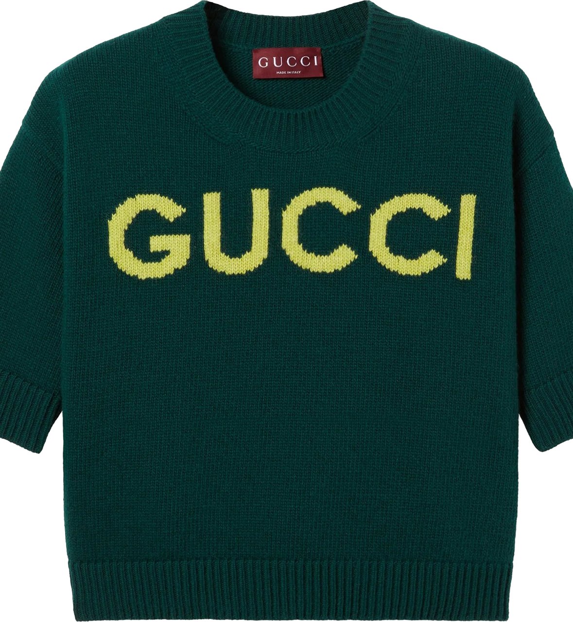 Gucci Green Cropped Logo Knit Top Zwart