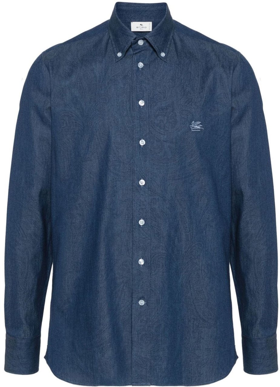Etro Roma Long-Sleeve Paisley Pattern Cotton Shirt Groen