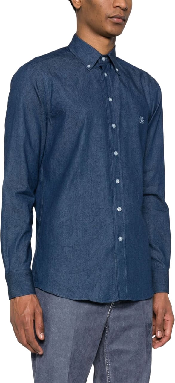 Etro Roma Long-Sleeve Paisley Pattern Cotton Shirt Groen