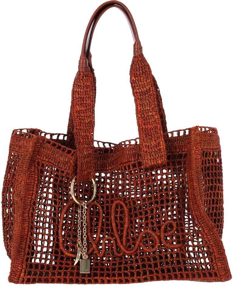 Chloé Brown East West Summer Raffia Tote Bruin