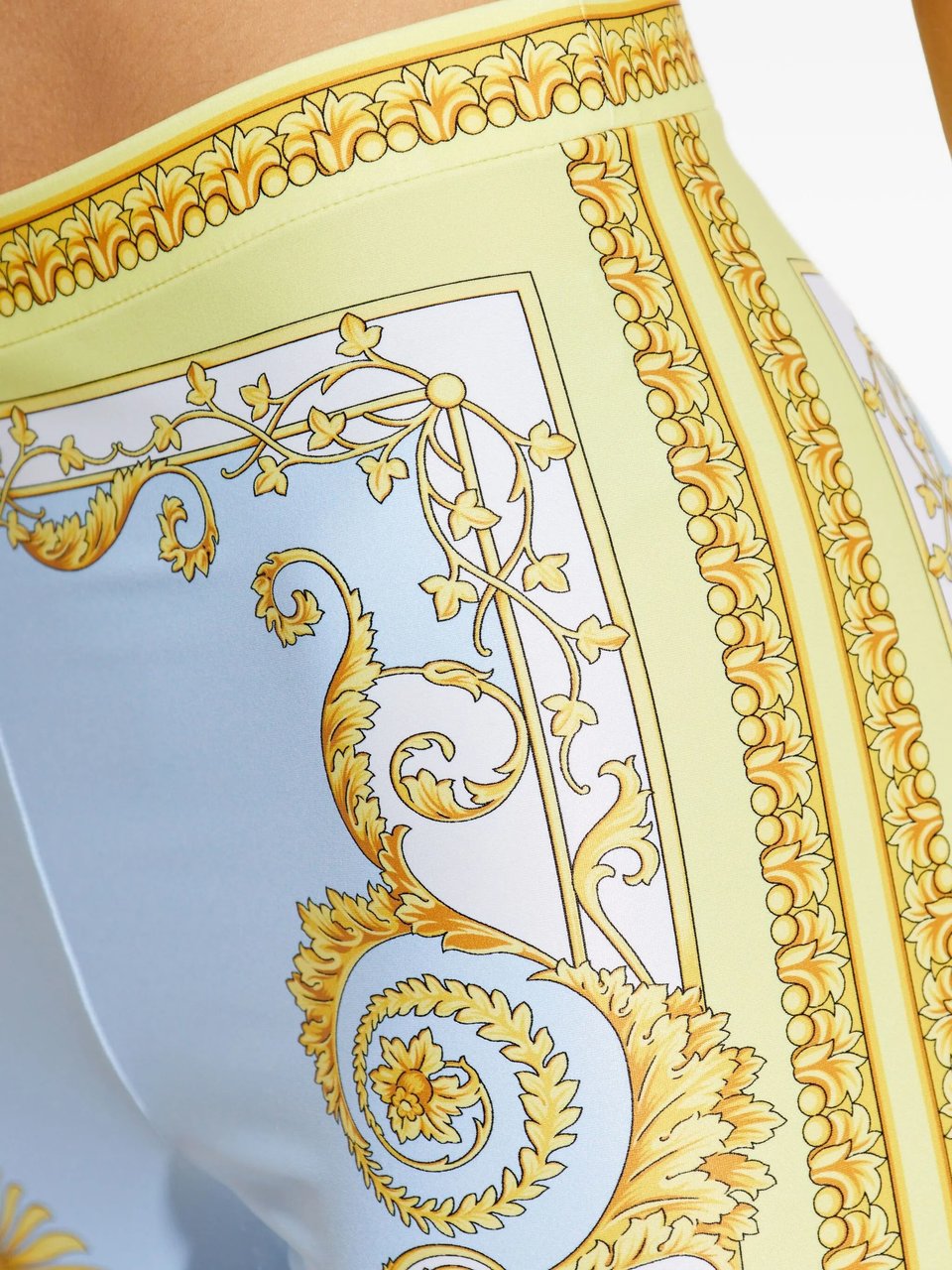 Versace Light Blue Baroque Pattern Work-out Leggings Wit