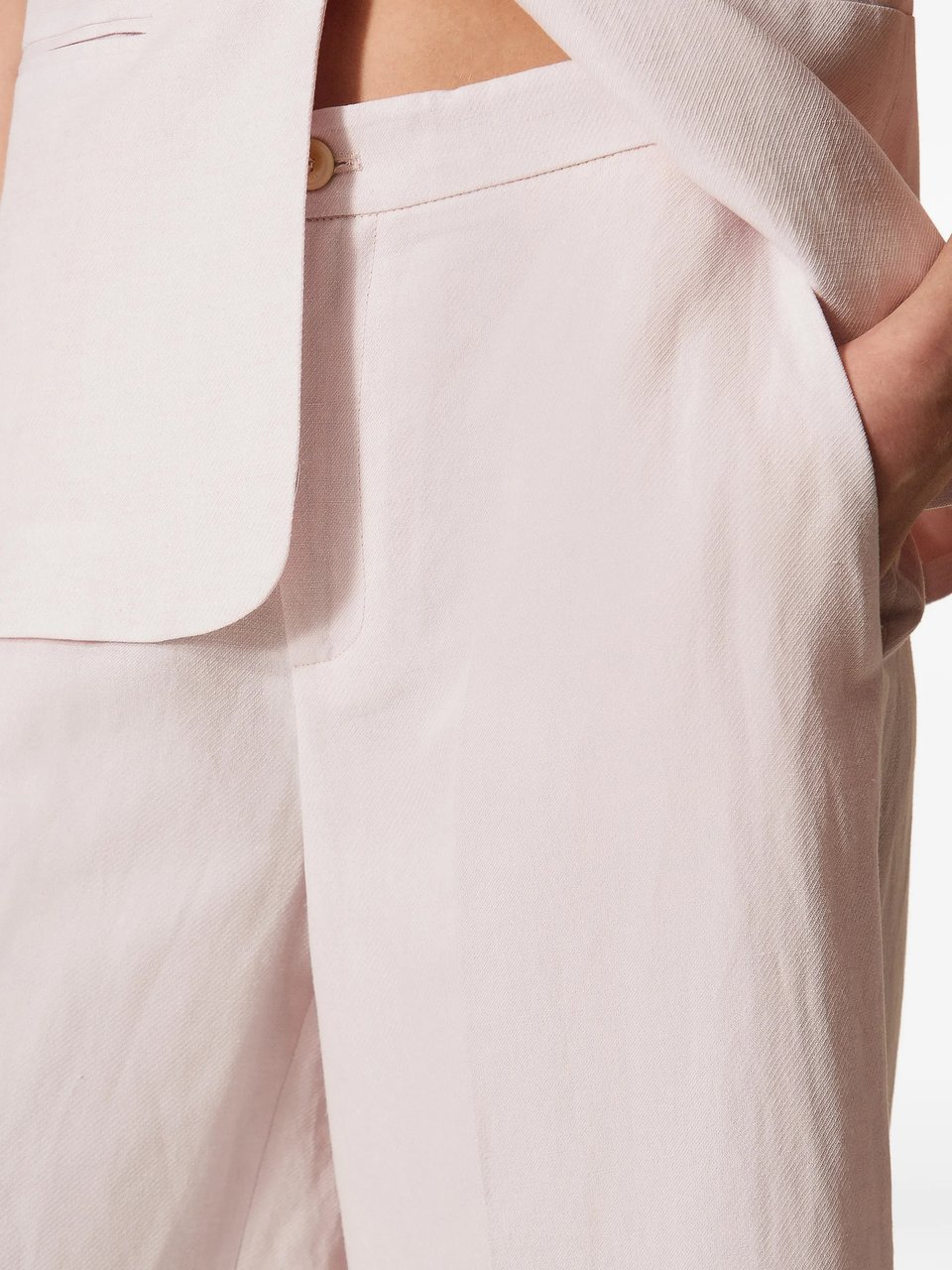 Twin-set Pantalone High-Waisted Wide-Leg Linen Pants Wit