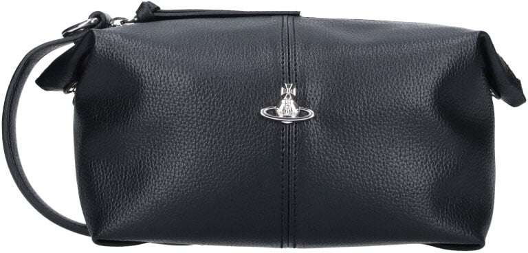 Vivienne Westwood Black Wash Bag Textured PU Pouch Zwart