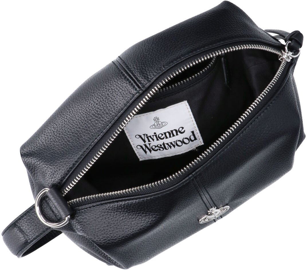 Vivienne Westwood Black Wash Bag Textured PU Pouch Zwart