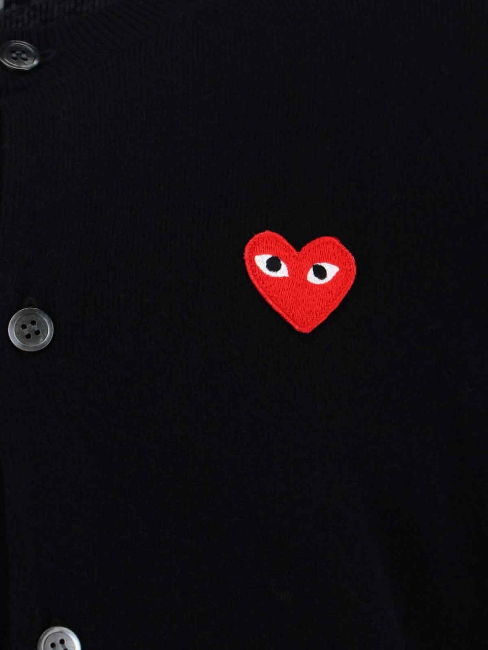 Comme des Garçons Black Heart Embroidered Round Neck Cardigan Zwart