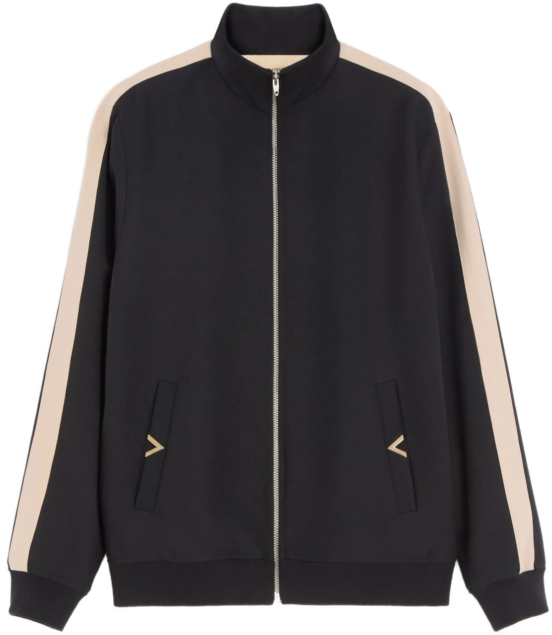 Valentino Black Jersey Sweatshirt Vgold Polyester Jacket Zwart