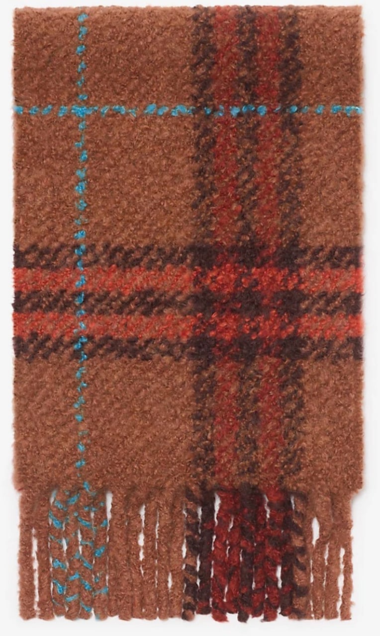 Burberry G Chck Textured Boucle Check Scarf Bruin