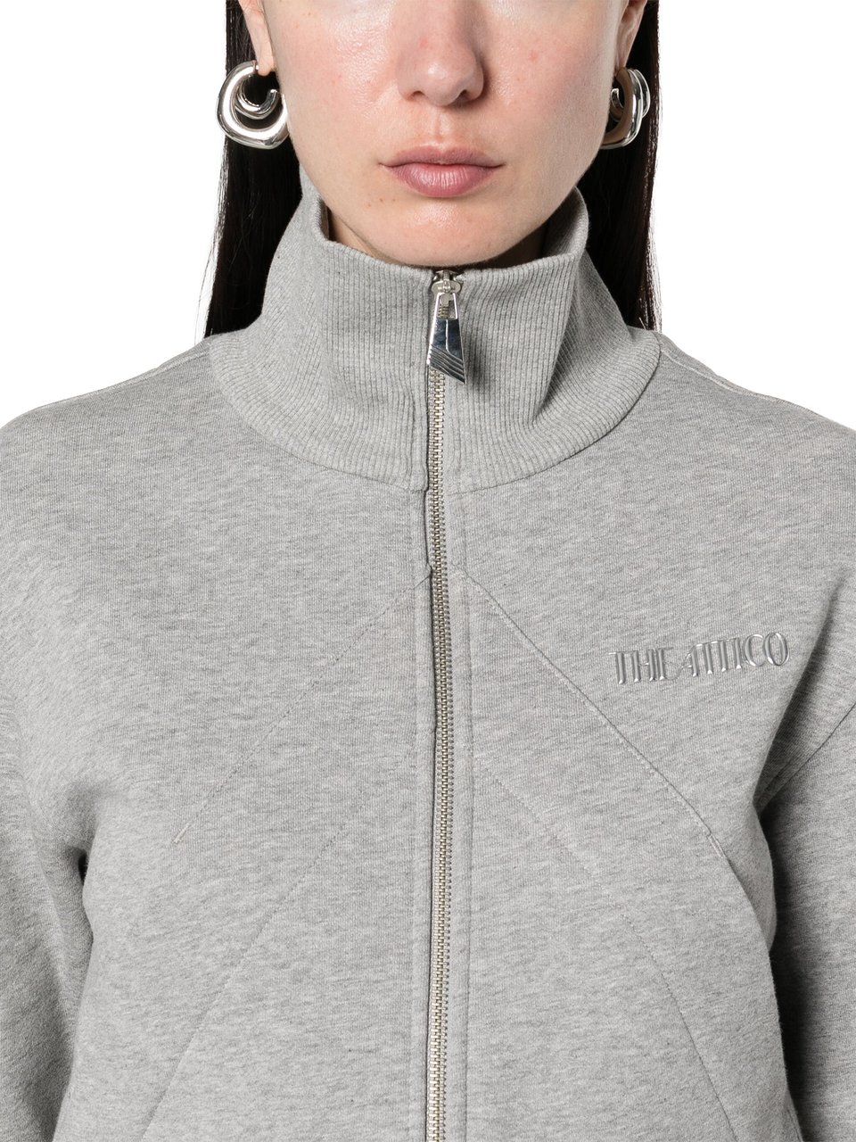 The Attico Grey Cropped American Fleece Jacket Grijs
