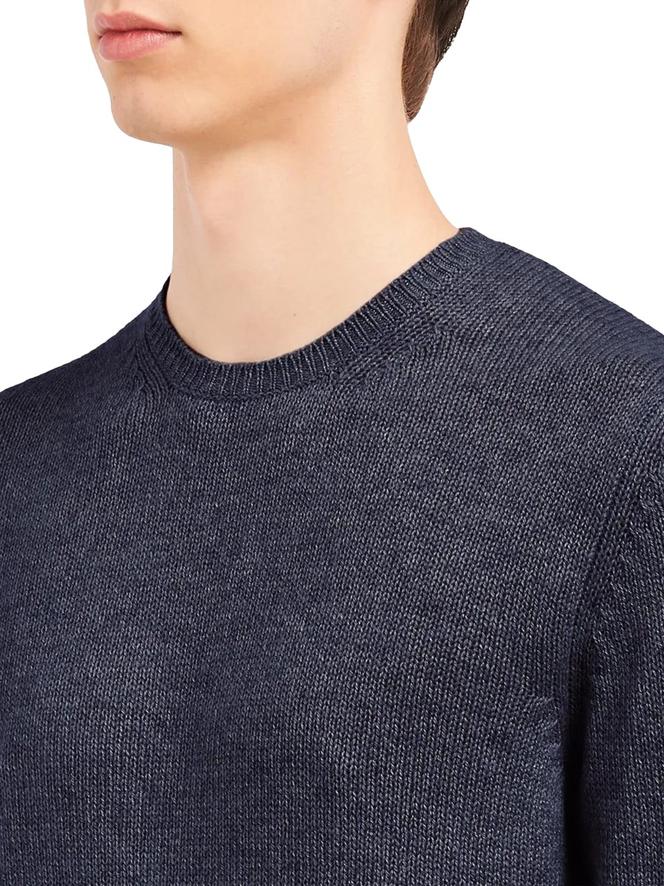 Prada Navy Crew Neck Cashmere Sweater Zwart