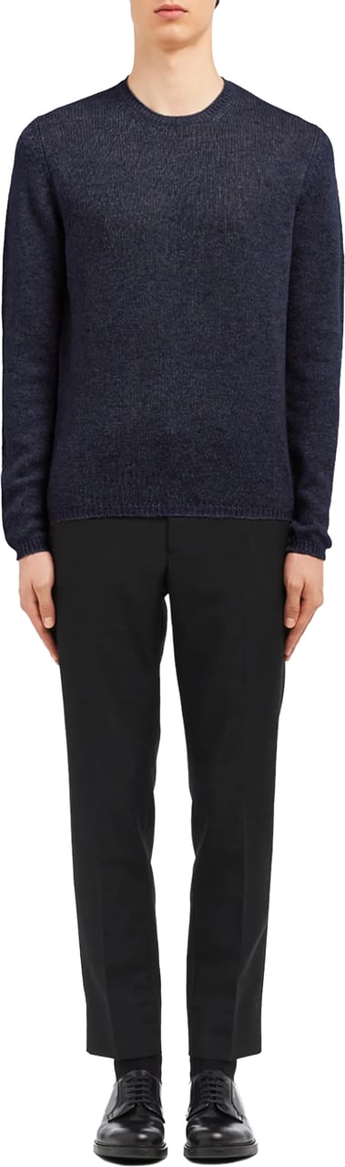 Prada Navy Crew Neck Cashmere Sweater Zwart
