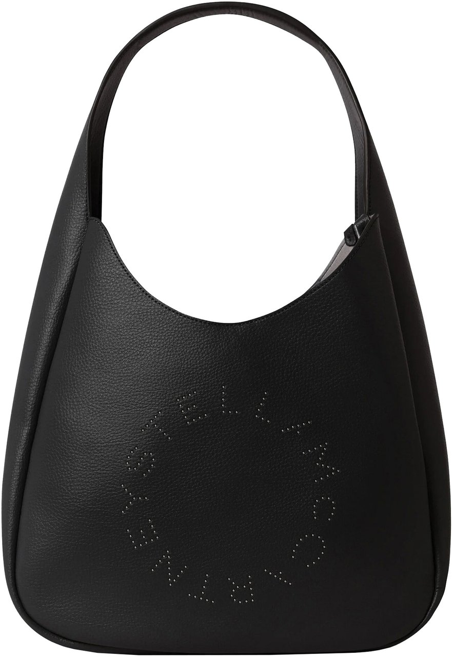 Stella McCartney Black Large Hobo Eco Grainy Shoulder Bag Zwart