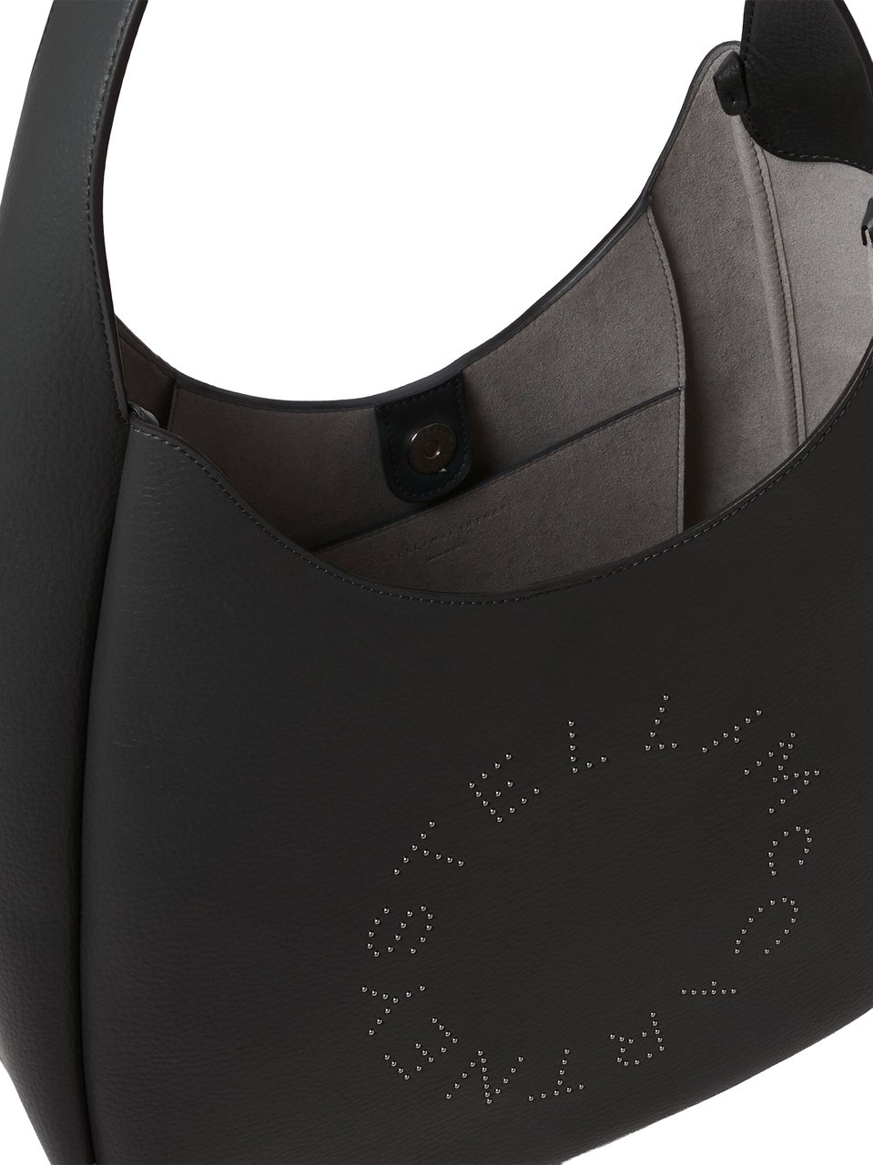 Stella McCartney Black Large Hobo Eco Grainy Shoulder Bag Zwart