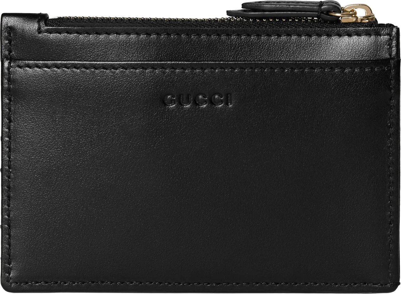 Gucci Black Chevron Quilted Leather Key Pouch Zwart