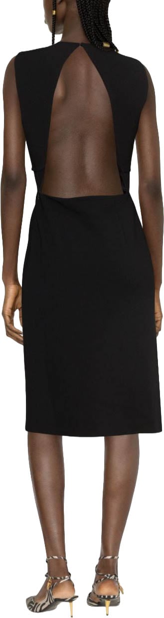 Sportmax Black Mirto Sleeveless Cut-Out Midi Dress Zwart