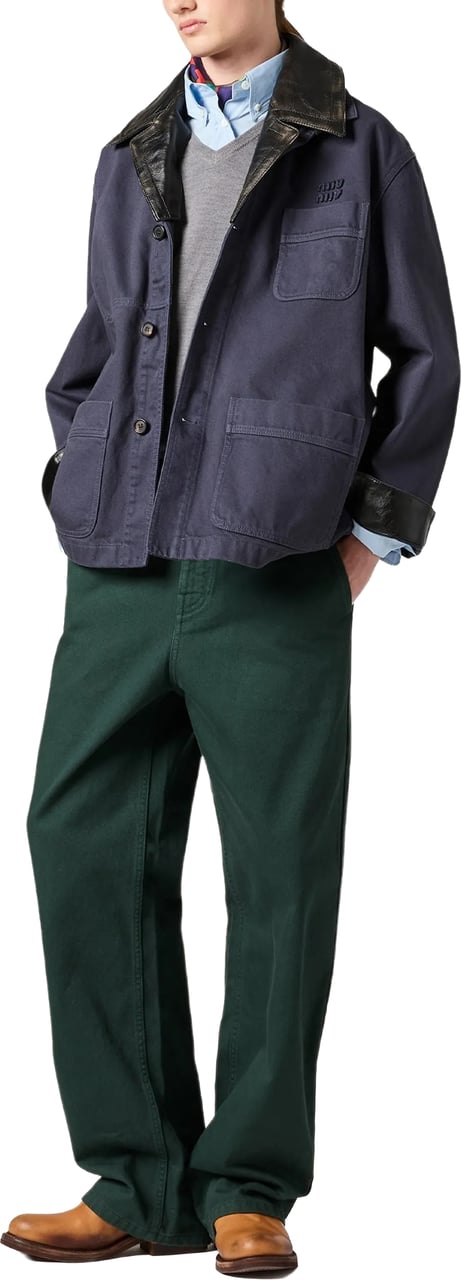Miu Miu Blue Boxy Multitude Pockets Jacket Blauw