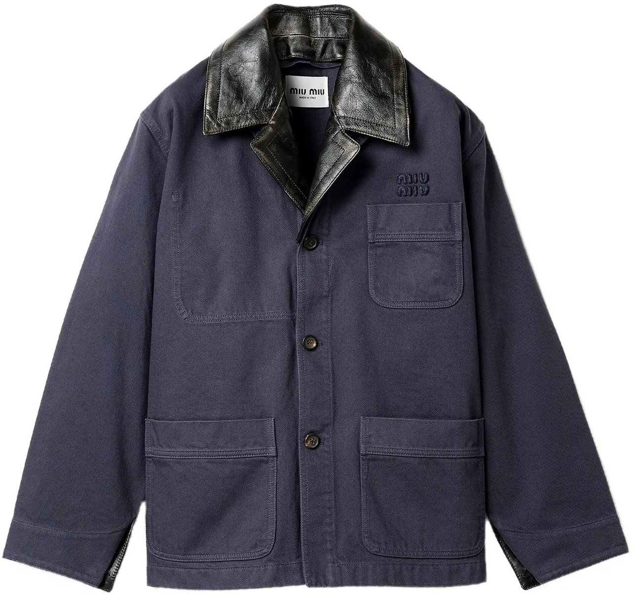 Miu Miu Blue Boxy Multitude Pockets Jacket Blauw