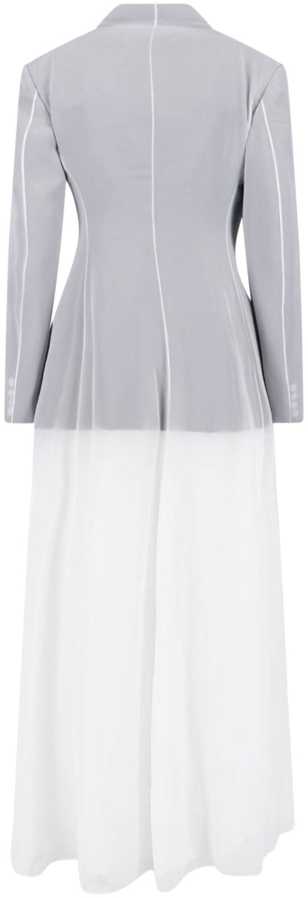 Maison Margiela White Tailored Two-Tone Maxi Dress Grijs