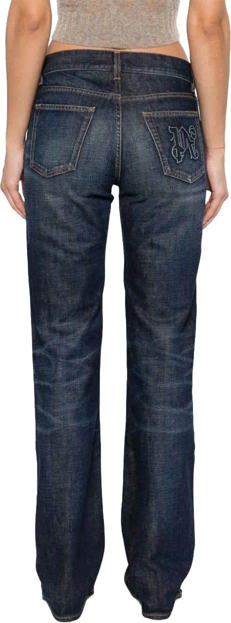 Palm Angels Blue Straight Leg Five Pocket Denim Jeans Zwart