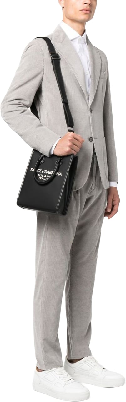 Dolce & Gabbana Compact Nylon Calf Leather Milano Tote Zwart