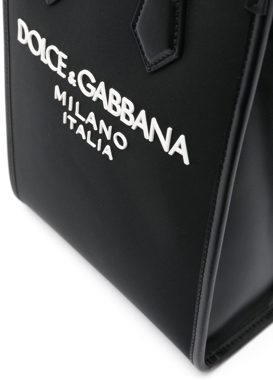Dolce & Gabbana Compact Nylon Calf Leather Milano Tote Zwart