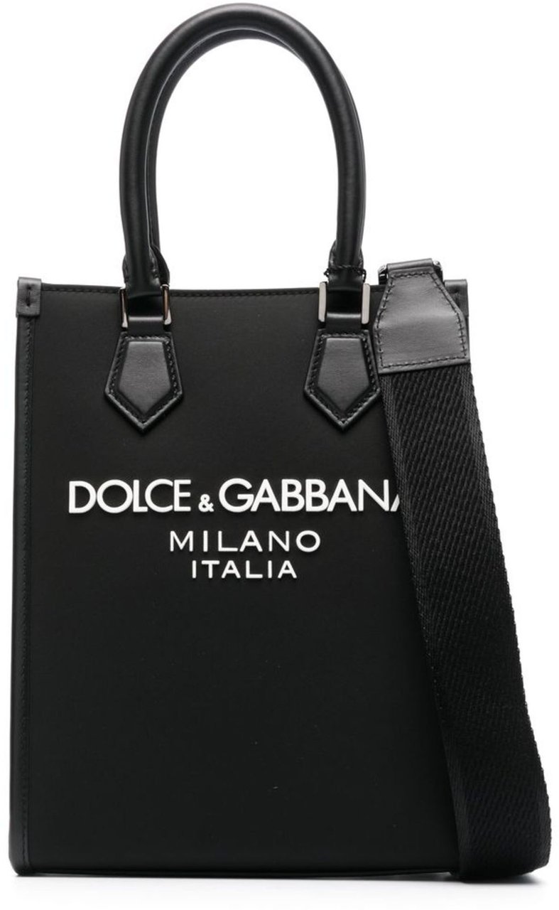Dolce & Gabbana Compact Nylon Calf Leather Milano Tote Zwart