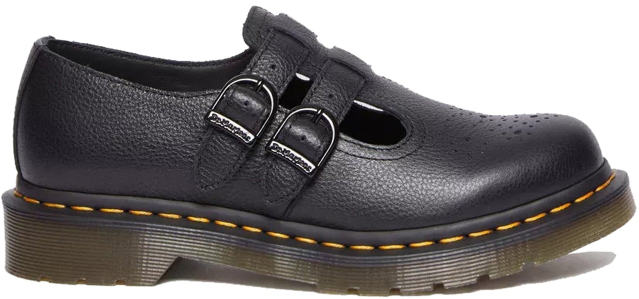 Dr. Martens 8065 Perforated Black Leather Mary Janes Zwart