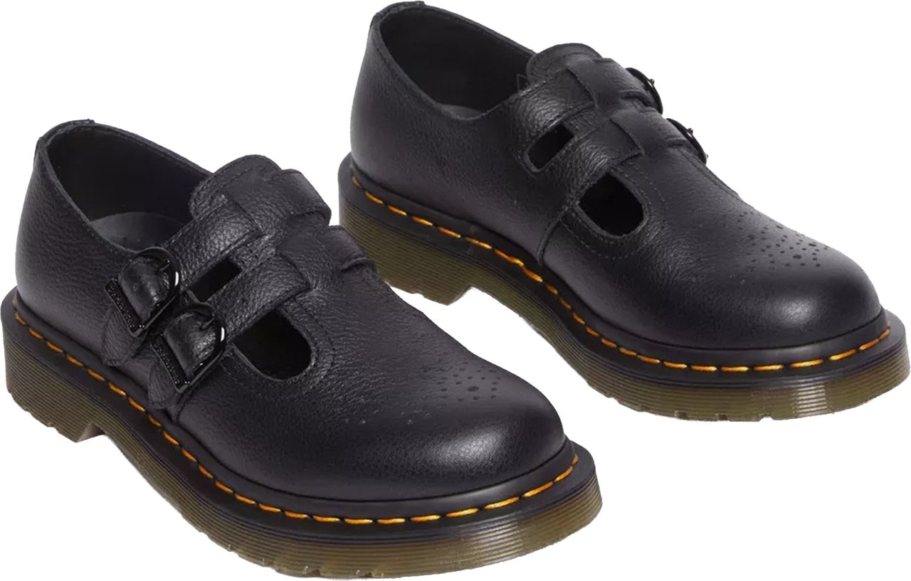 Dr. Martens 8065 Perforated Black Leather Mary Janes Zwart