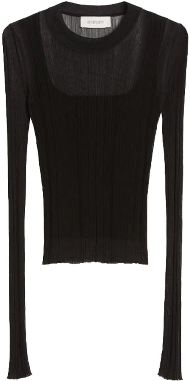 Sportmax Black Buono Fitted Sheer Ribbed Sweater Zwart